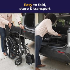 Drive Medical SSP118FA-SF Silver Sport 1 Folding Transport Wheelchair