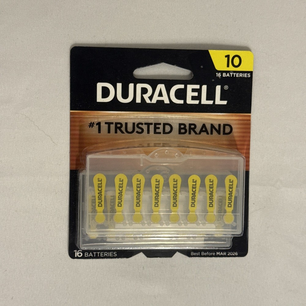 Duracell Size 10 Hearing Aid Batteries 16 Pack Easy Fit Tab BB March 2026 NEW