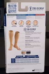Truform 15-20 mmHg Compression Stockings Knee High Length, Open Toe, Black, Lar