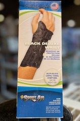 SportAid Black Deluxe Wrist Brace Left Small- Carpal Tunnel & Arthritis Support