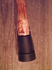 walking stick BLACK WATER BUFFALO handle for smaller sized hands MADE IN THE USA