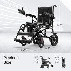 34.3lbs Ultra-Lightweight Electric Power Wheelchair All Terrain Motorized Wheels