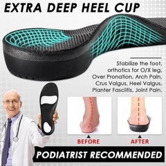 ROCKTAKIN Kids Arch Support Shoe Insoles Plantar Fasciitis Orthotic Inserts