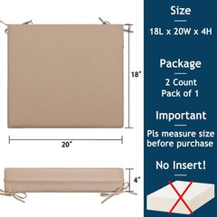 Magpie Fabrics Patio Cushion Covers Set of 20x18x4 Inch (2 Count), Khaki