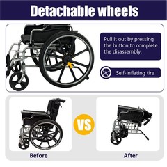 Folding Manual Transport Wheelchair, 20 “ Seat With Front and Rear Locking Hand