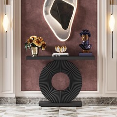 Tribesigns Modern Console Table Geometric Base 40 Inch Wood Entryway Table Sofa