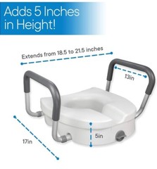 RMS- 5″ Raised Toilet Seat With Rails- White- TSR-500WH- Free Shipping- New