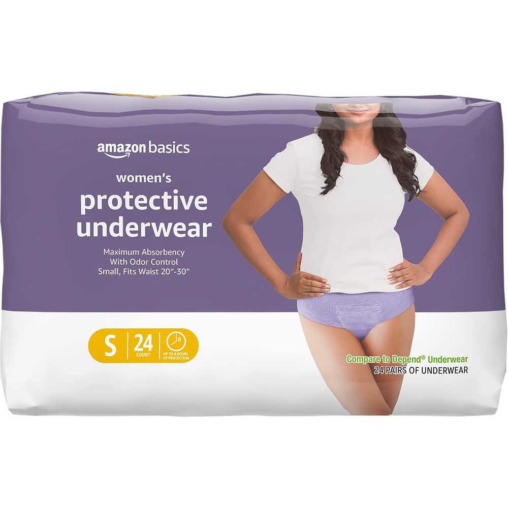 Amazon Basics Women’s Incontinence Underwear Small 24 Count Maximum Absorbency
