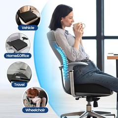Versatile Memory Foam Cushion for Office, Car & Travel – Removable Black Cover
