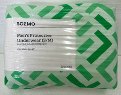 Solimo Men’s (S/M) Fits Waist 28-40″ Disposable Underwear Absorbency 20 Count