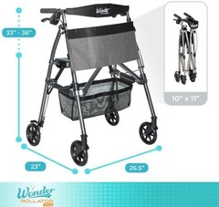 Stander Wonder Rollator Plus, Lightweight Folding Mobility Rolling-Walker, EZ…