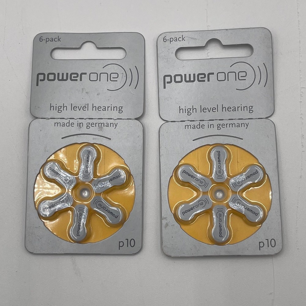 powerone p10 hearing aid batteries 6 pack x 2 total 12 batteries