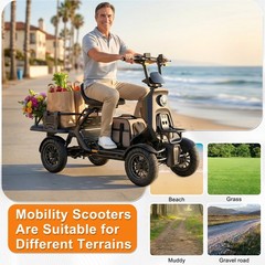 Heavy-Duty 4-Wheel Mobility Scooter 50Km Range 3-Speed 15.5 MPH 220lbs Load