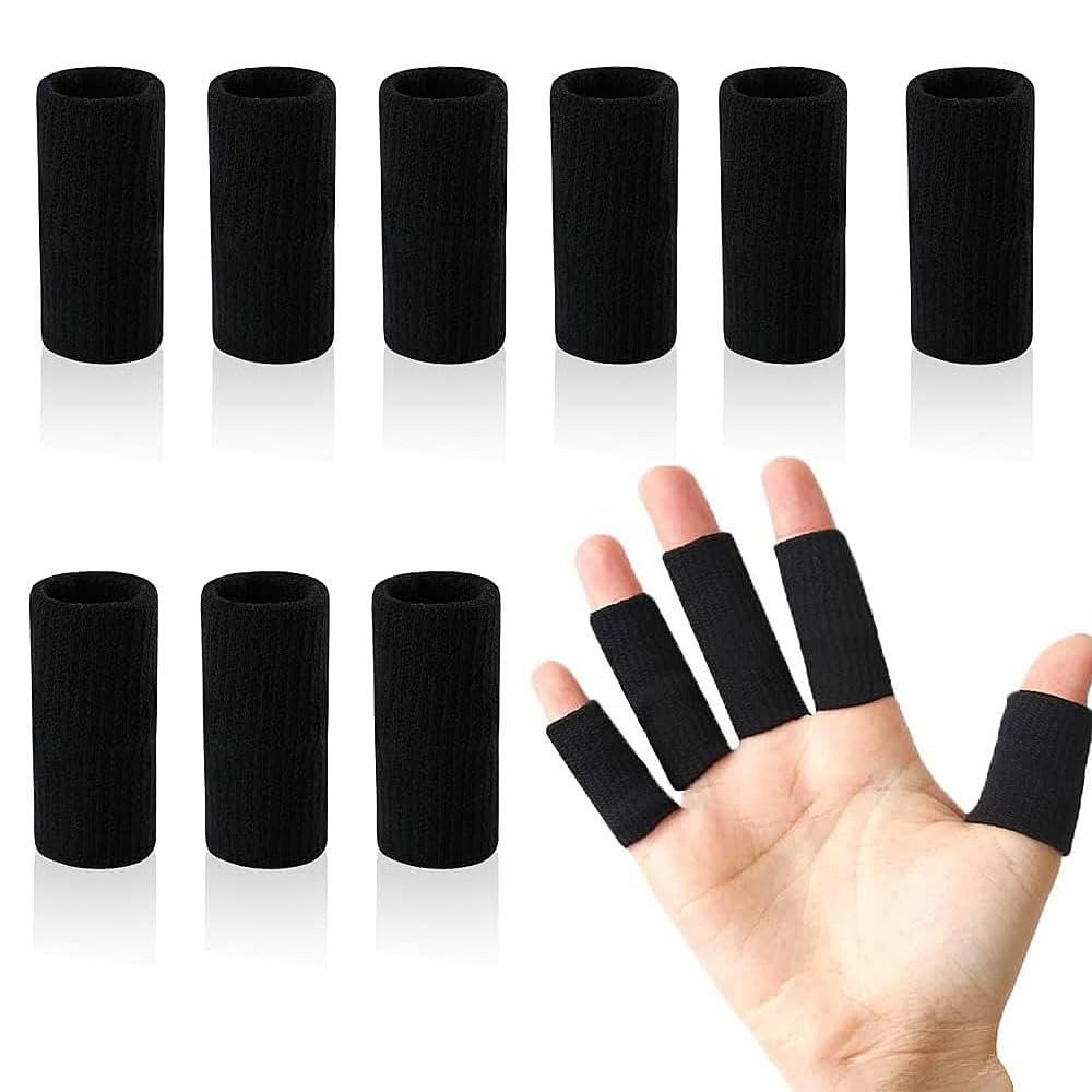 10 PCS Black Sport Finger Sleeves, Elastic Thumb Brace, Basketball, Arthritis