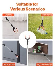 43″ Foldable Reacher Grabber Tool w/ 360�� Rotating Jaw, Magnet & LED Light