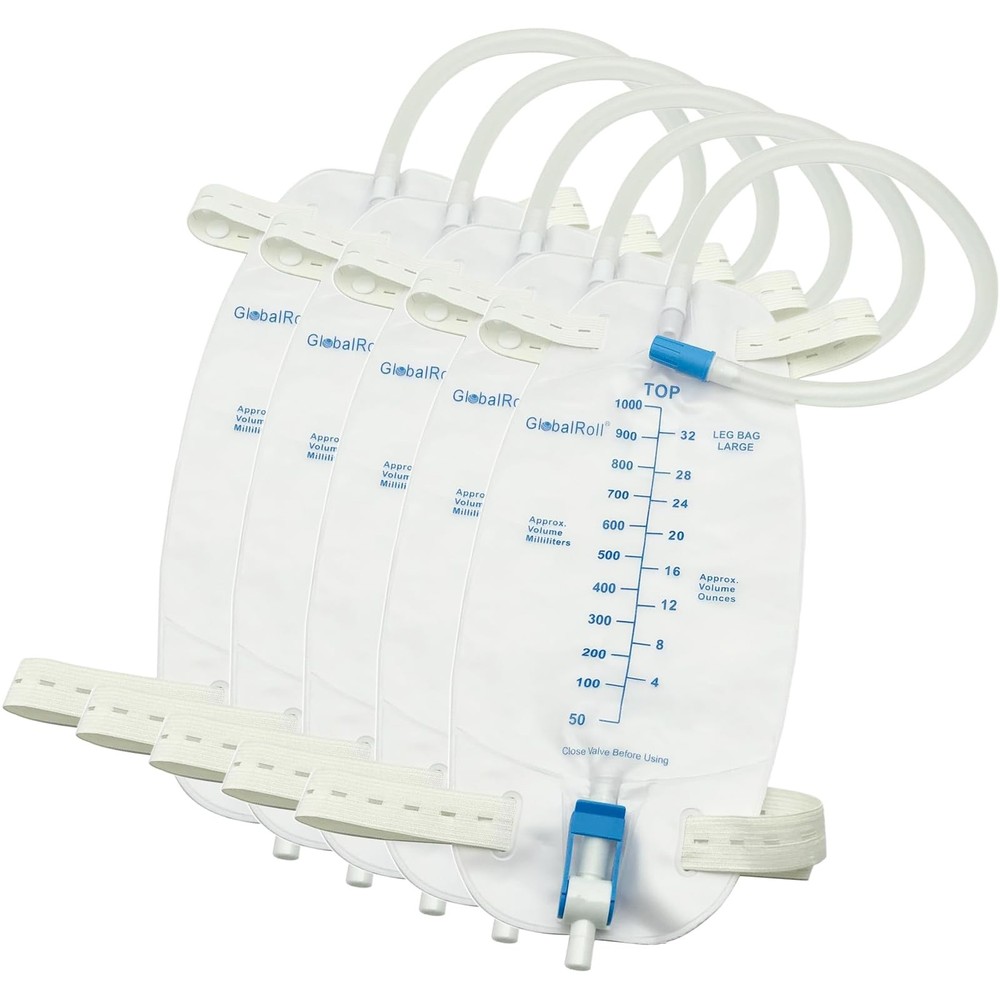 GlobalRoll Leg Urinary Drainage Bag, Urine Leg Bag with 1000 mL Volume, 2 Adj…