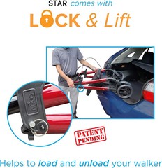 NOVA STAR 8 Rollator Walker w/Perfect Fit System Ltweight Folding-OPENBOX BLACK