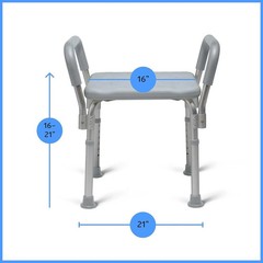 Medline Shower Chair with Arms & without Back Gray Aluminum 350 LB Capacity 1 Ct