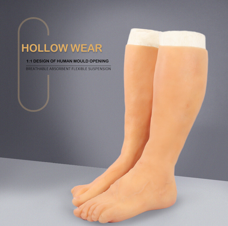 Highly Simulated Skin Artificial Silicone Prosthesis Foot Sleeve Leg Cover Scars