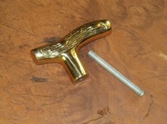 1 Cast Brass Fritz Cane Walking Stick Handle with 3 1/2″ Threaded Rod Connector