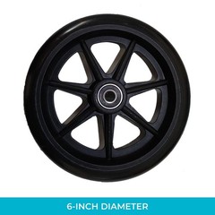 HEALTHLINE Wheels for Walker Rollator, 6 inch Pair, Black/ (2)/ (Front)……