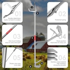 Extra Long 78″ Folding Snake Grabber Tool – Stainless Steel, Corrosion Resistant