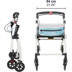 KMINA PRO Rollator Indoor Walker Seniors OS Blue Narrow Foldable Tray Basket
