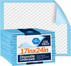 Medpride Disposable Underpads 17“ X 24“ (100-Count) Incontinence Pads, Bed Cov