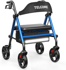 Walkers for Seniors with Seat, Thickened Flat Tube Frame, Foldable Rollator 350
