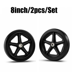 2PACK Wheel Replacement For Wheelchairs, 8 inch by 1.38 in Black 5/16″ Bearing