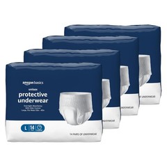 Amazon Basics Unisex Protective Underwear, Overnight Absorbency, Large, 56 Count