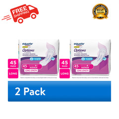 Equate Options Maximum Bladder Control Pads, Long, Unscented, 45 Count, 2 Pack