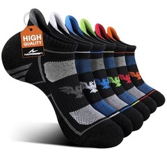 Mens Running Socks 6 Pairs with Arch Compression Support, 10-12 Multicolor