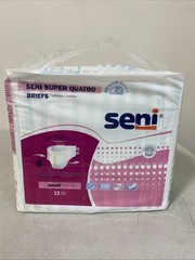 New Seni Incontinence Brief Breathable / Overnight S-SM12-BQ1 Severe 12 Ct