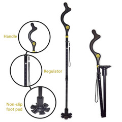 Walking Stick Aluminium Lightweight Easy Folding Metal Non-Slip Adjustable Cane