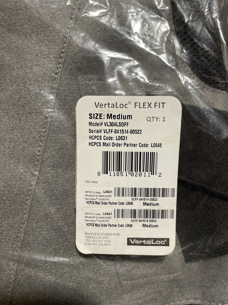VertaLoc Flex Fit Pro Plus Back Brace Size Medium Model L0648 36”-40” at Navel