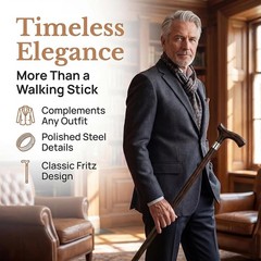 Dr. Watson – Handcrafted Wooden Walking Stick, Walking Cane with Fritz Handle