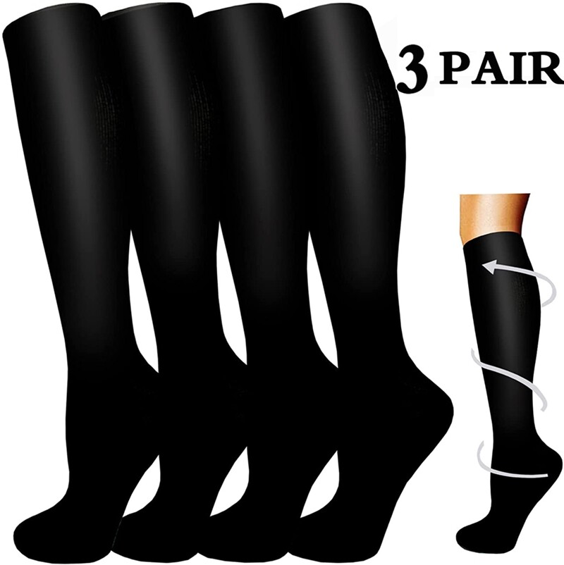 3 Pairs Copper Compression Socks 20-30mmHg Graduated Support Mens Womens S/M-XL