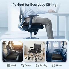 Gel Seat Cushion for Long Sitting, Ergonomic Cooling Pad, Non-Slip Cover-XXLarge