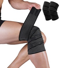 2 Pack Knee Wraps for Pain Relief, Wrap Compression One Size, Black