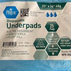 MED PRIDE 25 Disposable Underpads 23“ X 36“ Incontinence Pads, Chux, Bed Cover