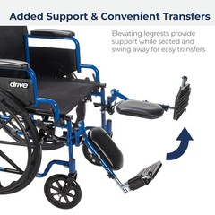 Blue Streak Lightweight Foldable Medical Wheelchair Double Recline Ultralight
