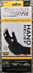 COPPER FIT Work Gear Large/Extra Large 3.75″-4.50″ Compression Gloves. NEW. 1 PR