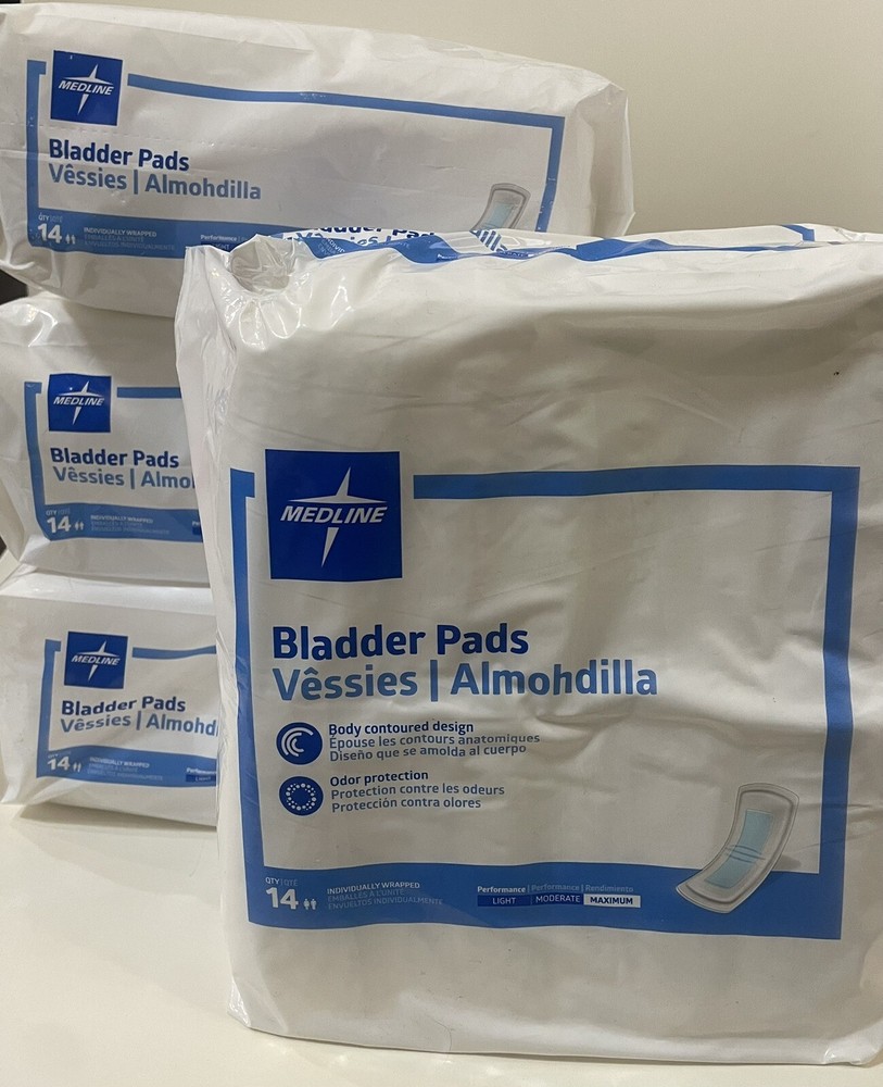 4 Packs Medline Bladder Pads 14 Count(56 count) Super Absorbent, Odor Protection
