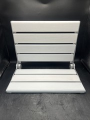 Shower Seat 16 in Wall Mounted Folding Teak in White, Shower Bench.