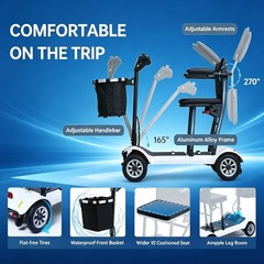 2026 Foldable 4-Wheel Mobility Scooter Seniors Adults 18.6 Mile Airline Approved