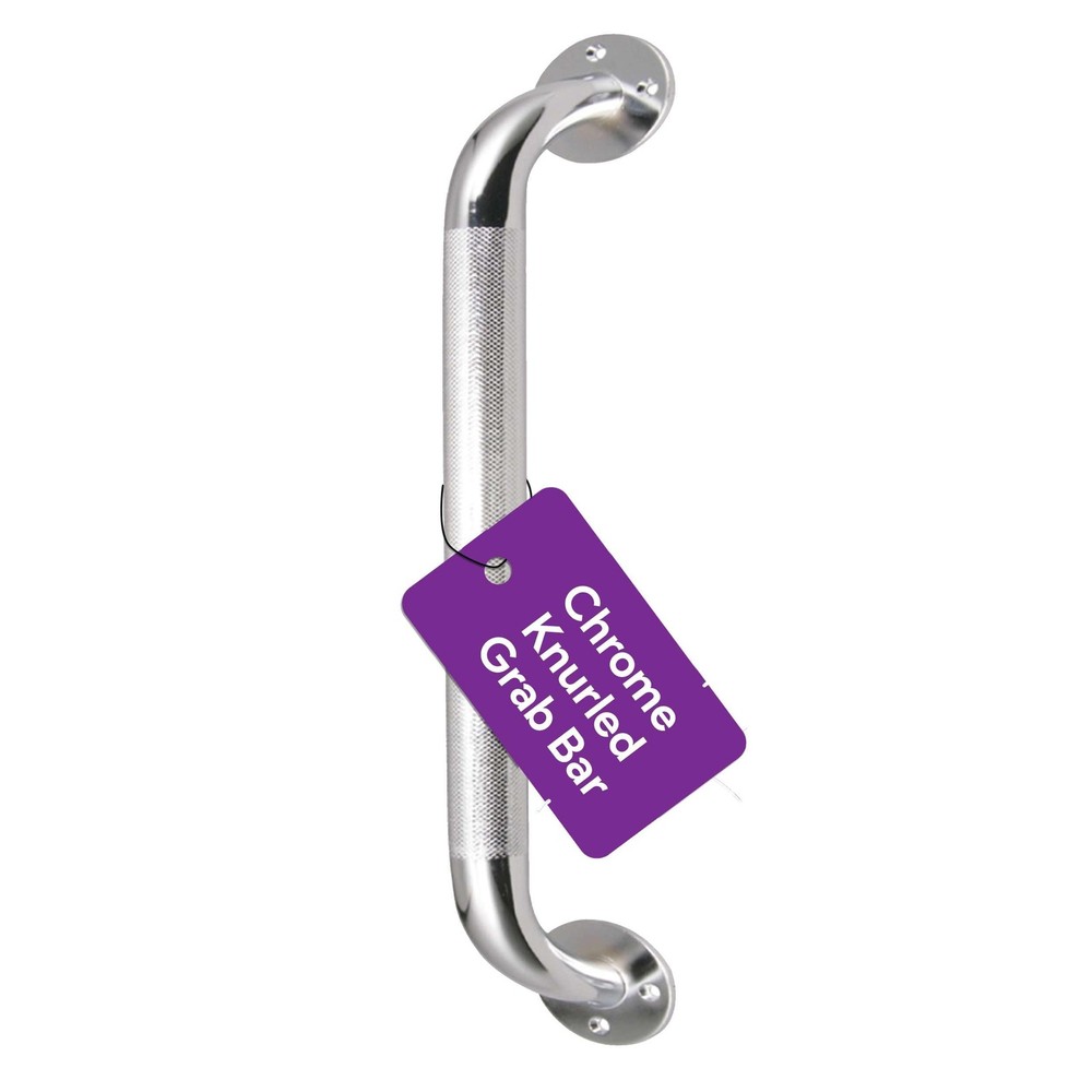 18 Inch Grab Bars for Bathtubs and Showers – Chrome Knurled Bathroom Safety R…
