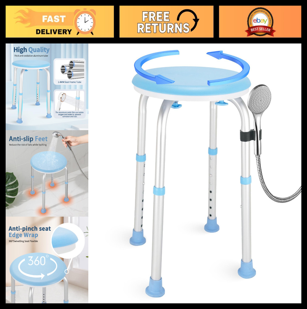 Adjustable Swivel Bath Seat Shower Chair for Tub & Shower – Elderly & Disabled U
