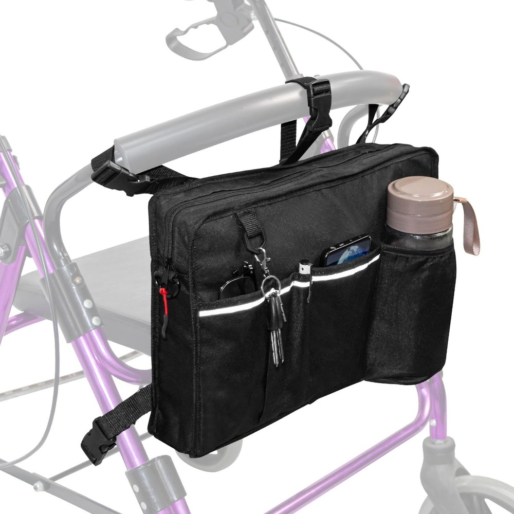 Rollator Bag with Cup Holder,Walker Bags for Folding Walker,Rollator Black