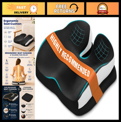 Memory Foam Seat Cushion for Office Chair & Wheelchair – Tailbone Pain Relief, B